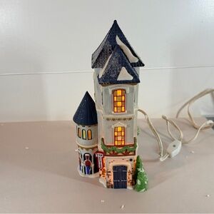 Department 56 Blue Roof Light-Up Holiday Tower with White Facade